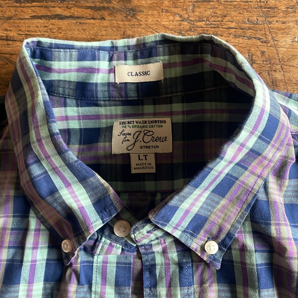 J. Crew Blue and Purple Plaid Casual Button Down Shirt